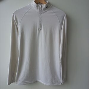 Nike Women’s Dri-Fit 1/4 Zip Pullover White Stretch Long Sleeve Top Size XL